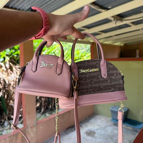 Juicy Couture Mini Pink Crossbody Bag Small Satchel Faux Leather Coquette Y2k - Picture 8 of 8